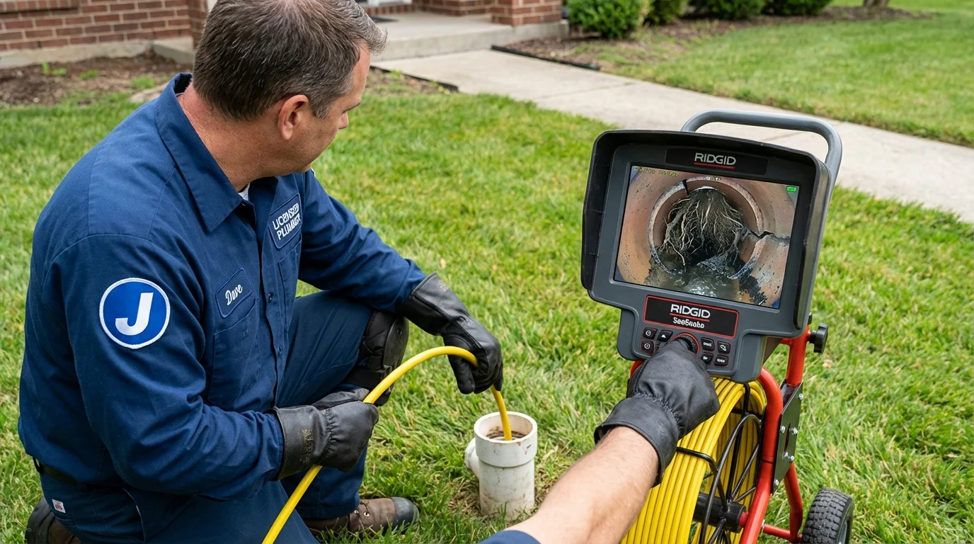 Sewer camera inspection being performed by Johns Plumbing LLC in Onalaska